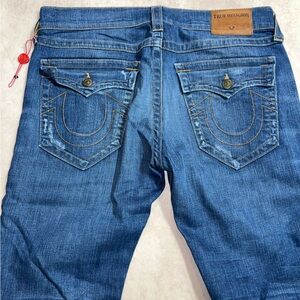 True Religion Geno Relaxed Slim With Flap Distressed Blue Jeans